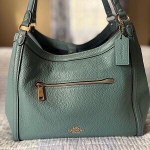 Coach Teal Leather Shoulder Bag Spacious